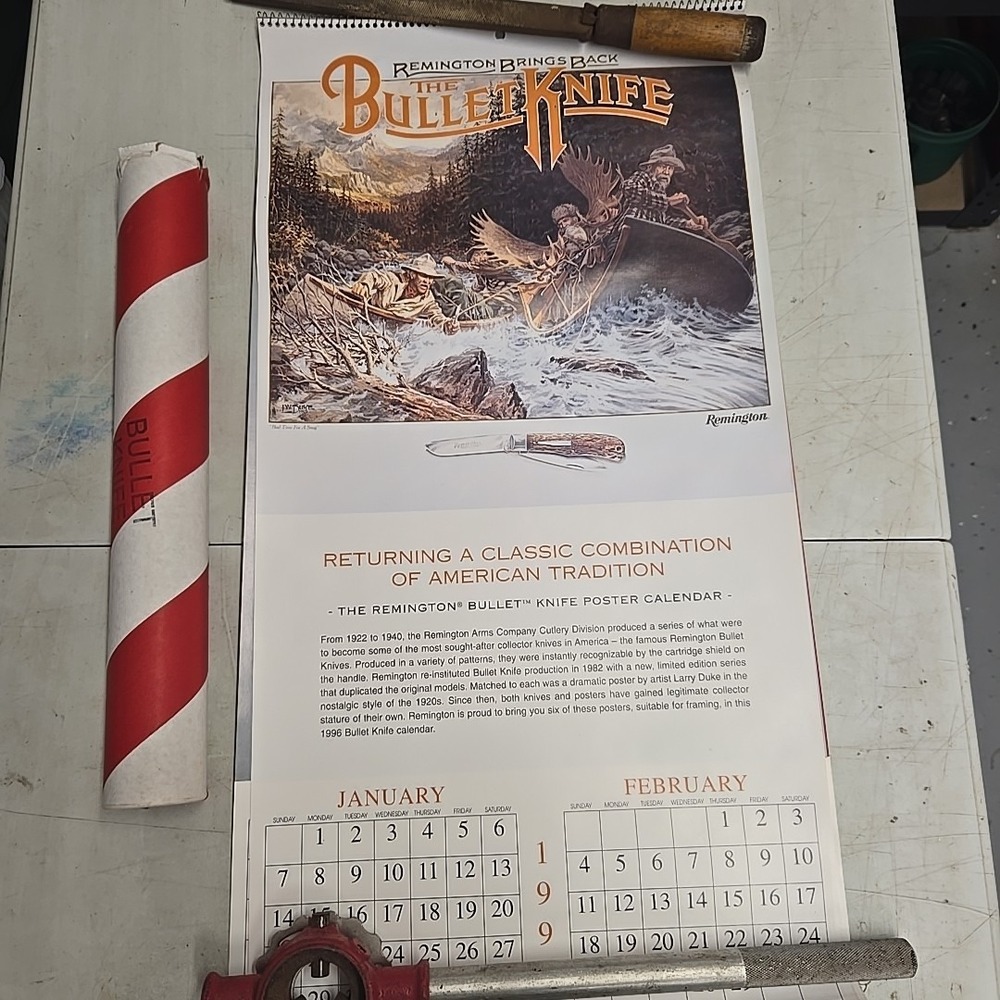 1996 Remington Bullet Knife Mini‎ Trapper Calendar 30x20